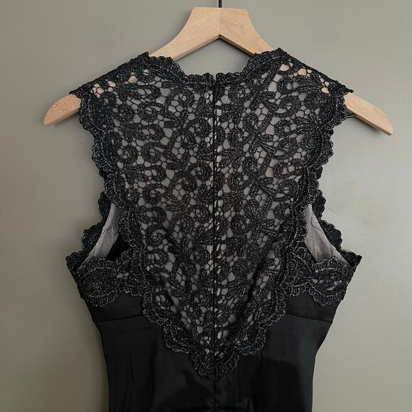 NWT Xscape Lace Taffeta Mermaid Gown Black Size 8‎ Maxi Dress Metallic Elegant - Picture 10 of 16